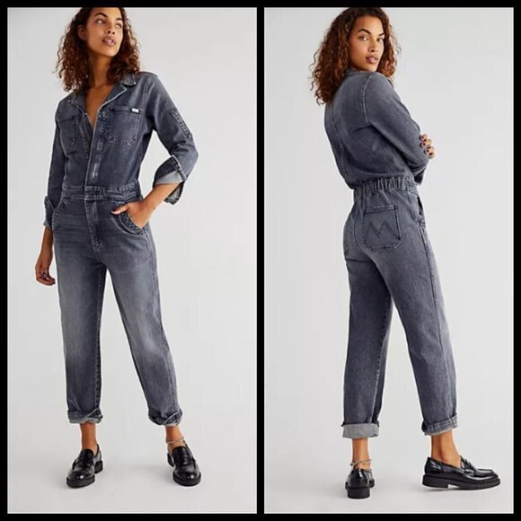 💕MOTHER💕 Half Spring Take-Off Ankle Jumpsuit Stitching in The Dark Gray Small - Picture 10 of 17